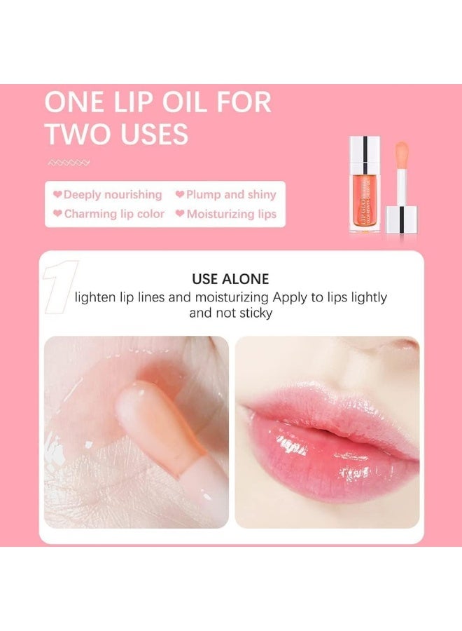 ChicAbode 3 Pcs Plumping Lip Oil, Hydrating Gloss Tinted Balm, Care Transparent Toot Long Lasting Nourishing Glow Non-sticky Big Brush Glitter Shine Primer Tint, 001Pink + 012Rosewood + 003Raspberry - Image 4